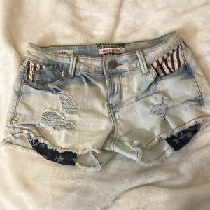 Hot Kiss Shorts Jrs size 5 CICI Short American Flag 26x9.5 Light Blue
